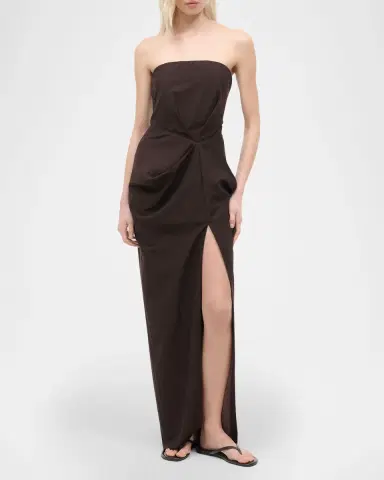 STAUD Kara Gathered Strapless Maxi Dress | Thumbnail 2 STAUD Kara Gathered Strapless Maxi Dress | Thumbnail 2