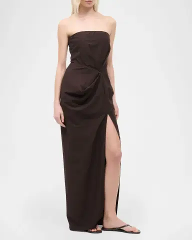 STAUD Kara Gathered Strapless Maxi Dress | Thumbnail 4 STAUD Kara Gathered Strapless Maxi Dress | Thumbnail 4