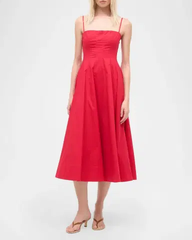 STAUD Wylie Paneled Poplin Midi Dress | Thumbnail 2 STAUD Wylie Paneled Poplin Midi Dress | Thumbnail 2