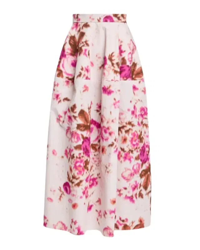 Floral-Print Cotton Midi Skirt