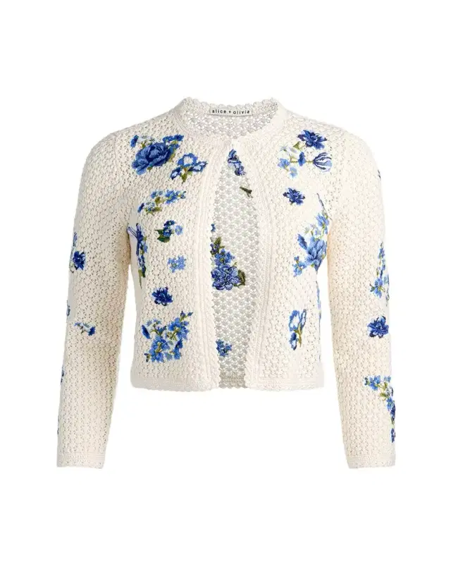 Anderson Floral Embroidered Crochet Cardigan