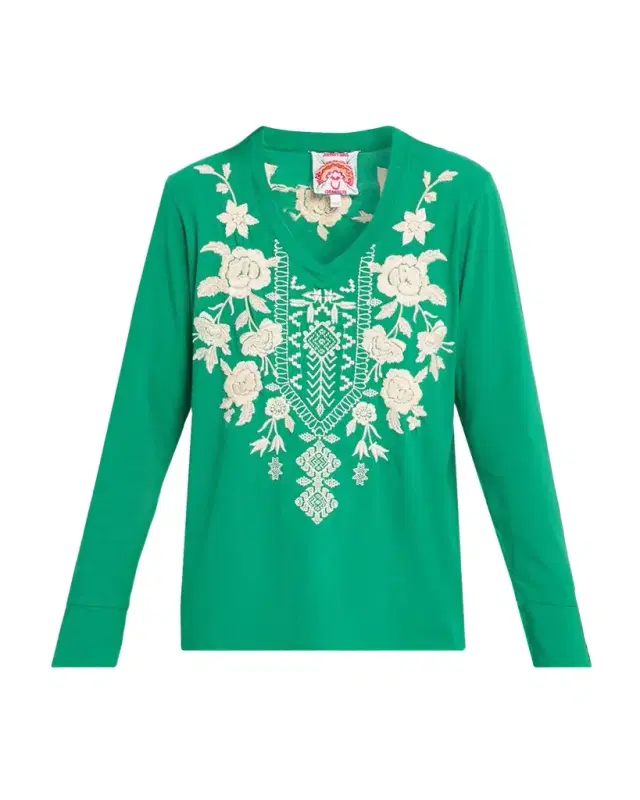 Floral-Embroidered Tee