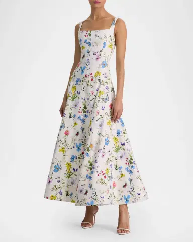 ALICE + OLIVIA Polly Flared Midi Dress | Thumbnail 2
