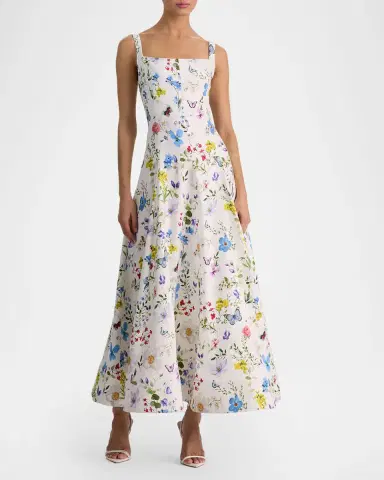 ALICE + OLIVIA Polly Flared Midi Dress | Thumbnail 4
