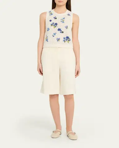 ALICE + OLIVIA Amity Embroidered Crochet Tank Top | Thumbnail 2