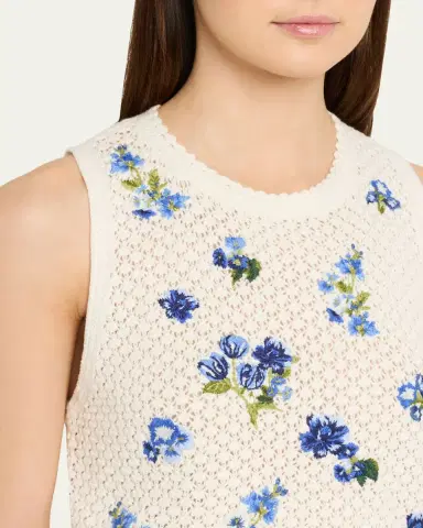 ALICE + OLIVIA Amity Embroidered Crochet Tank Top | Thumbnail 5