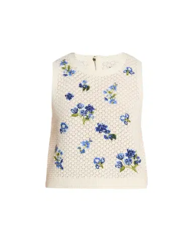 ALICE + OLIVIA Amity Embroidered Crochet Tank Top | Thumbnail 1