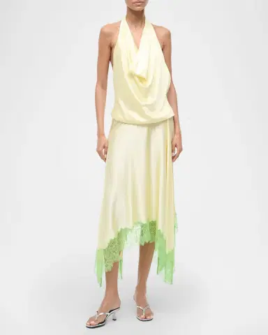 STAUD Elira Cowl-Neck Silk Dress | Thumbnail 2 STAUD Elira Cowl-Neck Silk Dress | Thumbnail 2
