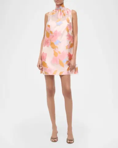 Staud Albee Floral Tie-Neck Mini Dress | Thumbnail 2 Staud Albee Floral Tie-Neck Mini Dress | Thumbnail 2