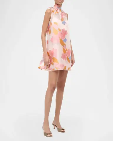Staud Albee Floral Tie-Neck Mini Dress | Thumbnail 4 Staud Albee Floral Tie-Neck Mini Dress | Thumbnail 4