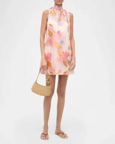 Staud Albee Floral Tie-Neck Mini Dress | Thumbnail 6 Staud Albee Floral Tie-Neck Mini Dress | Thumbnail 6