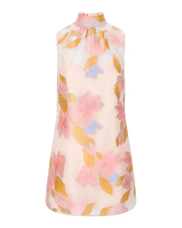 STAUD Albee Floral Tie-Neck Mini Dress