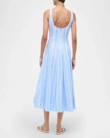 STAUD Wells Striped Poplin Midi Dress | Thumbnail 3