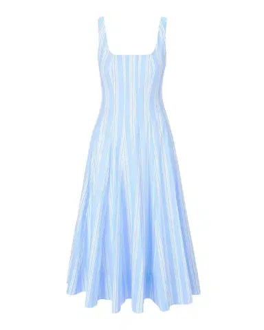 STAUD Wells Striped Poplin Midi Dress | Thumbnail 1