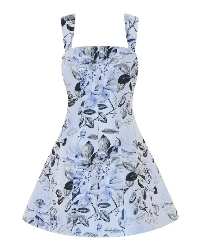 Elodie Floral Jacquard Fit-&-Flare Mini Dress