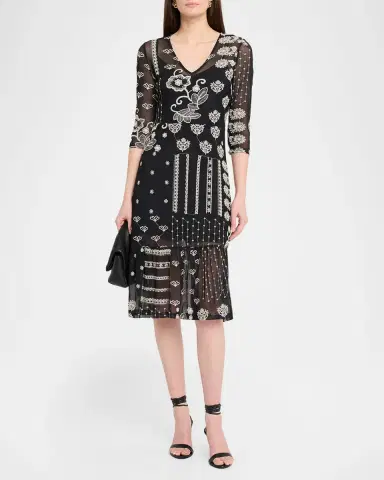 Johnny Was Wynona Patchwork Embroidered Midi Dress | Thumbnail 2