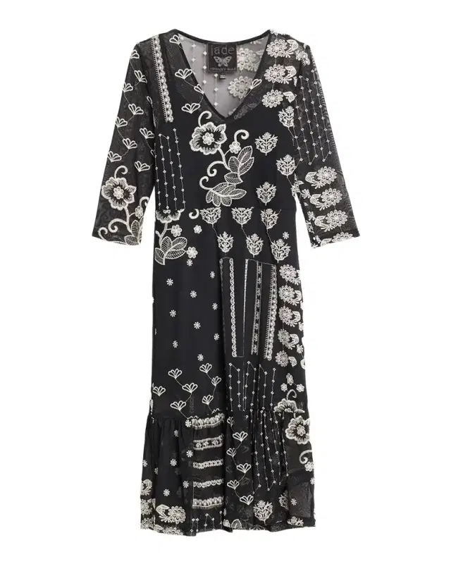 Wynona Patchwork Embroidered Midi Dress
