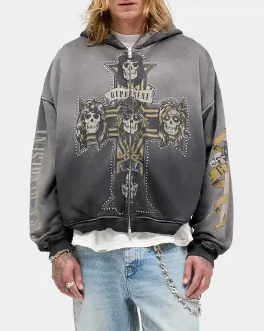 Represent x Guns N' Roses Men's Cross Zip Through Hoodie | Thumbnail 4
