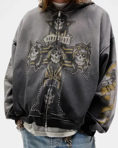 Represent x Guns N' Roses Men's Cross Zip Through Hoodie | Thumbnail 5