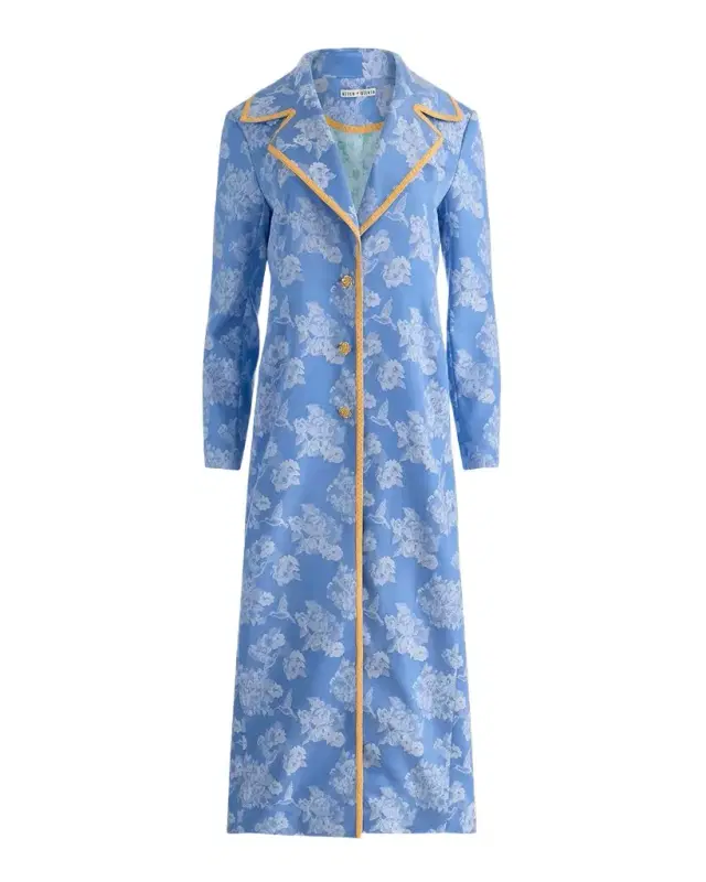 Levine Drapey Floral Jacquard Coat