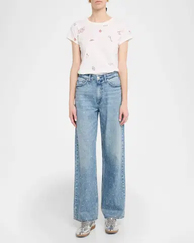 rag & bone Featherweight Logan Embellished Mid-Rise Wide Jeans | Thumbnail 2 rag & bone Featherweight Logan Embellished Mid-Rise Wide Jeans | Thumbnail 2