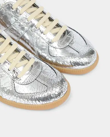 Maison Margiela XO Replica Metallic Leather Low-Top Sneakers | Thumbnail 3