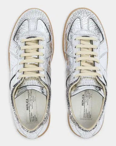 Maison Margiela XO Replica Metallic Leather Low-Top Sneakers | Thumbnail 4