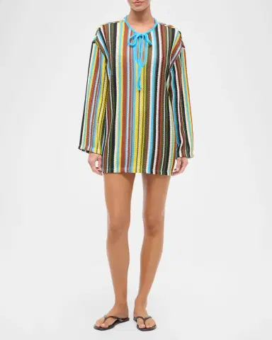 STAUD Catalina Striped Crochet Mini Dress | Thumbnail 4 STAUD Catalina Striped Crochet Mini Dress | Thumbnail 4