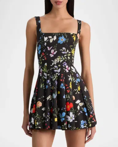 ALICE + OLIVIA Veda Square-Neck Mini Dress | Thumbnail 3
