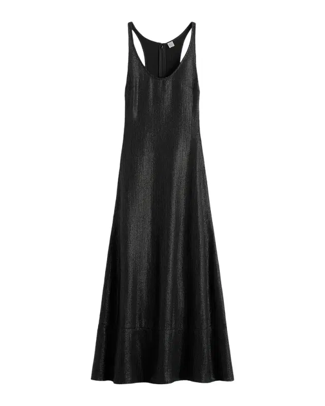 Toteme Sculpted Shimmering Cotton Midi Tank Dress