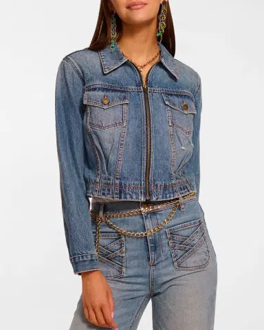 Ramy Brook Jannah Distressed Denim Jacket | Thumbnail 3 Ramy Brook Jannah Distressed Denim Jacket | Thumbnail 3