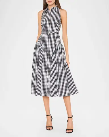 Milly Maxine Gingham-Print Halter Midi Dress | Thumbnail 2