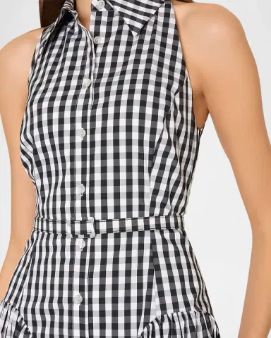 Milly Maxine Gingham-Print Halter Midi Dress | Thumbnail 4