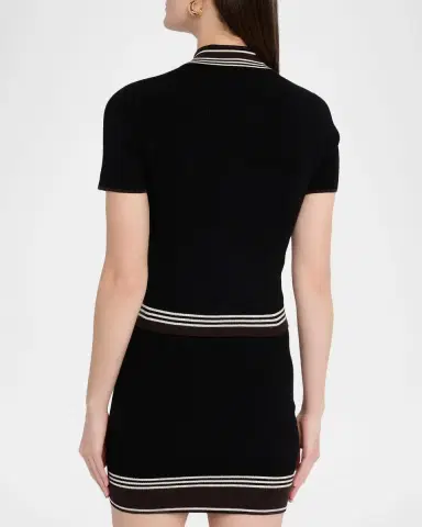 AMIRI MA Striped Rib Short-Sleeve Polo Sweater | Thumbnail 3 AMIRI MA Striped Rib Short-Sleeve Polo Sweater | Thumbnail 3