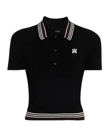 AMIRI MA Striped Rib Short-Sleeve Polo Sweater | Thumbnail 1 AMIRI MA Striped Rib Short-Sleeve Polo Sweater | Thumbnail 1
