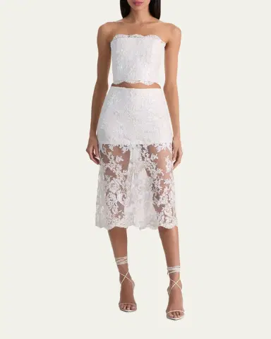 Alice + Olivia Medine Embellished Lace Midi Skirt | Thumbnail 2