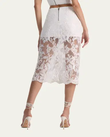 Alice + Olivia Medine Embellished Lace Midi Skirt | Thumbnail 3