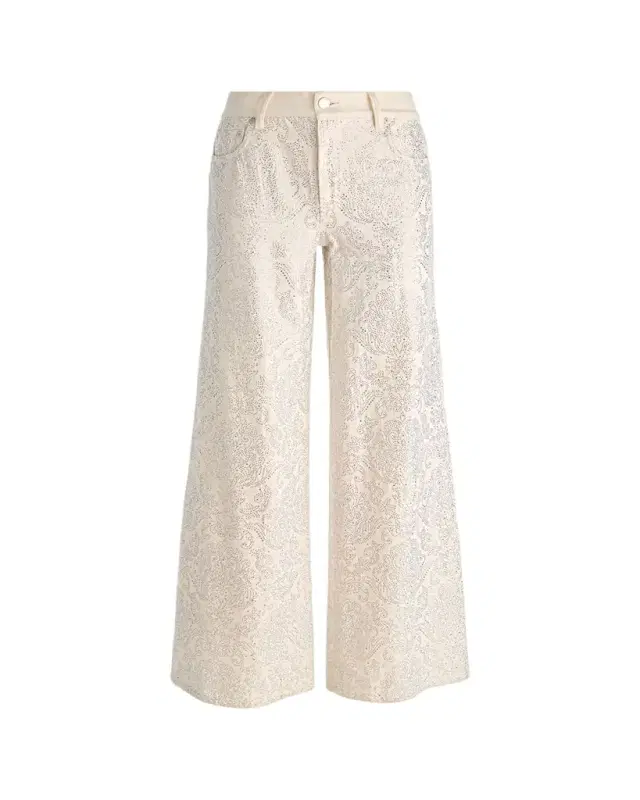 ALICE + OLIVIA Amazing Embellished Wide-Leg Jeans