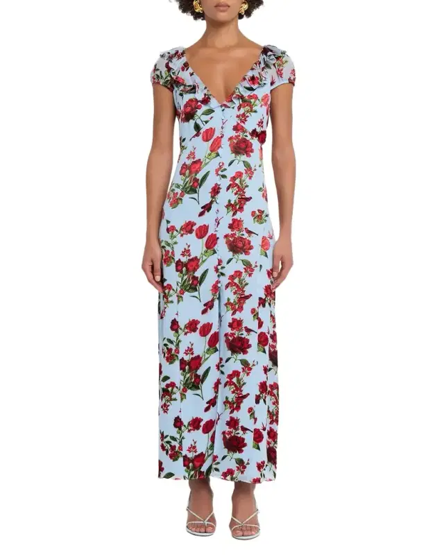 Tara Short-Sleeve Ruffle Maxi Dress