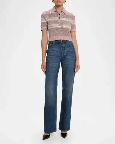 Amiri Striped Crochet Crop Polo Shirt | Thumbnail 2 Amiri Striped Crochet Crop Polo Shirt | Thumbnail 2