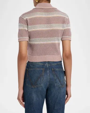Amiri Striped Crochet Crop Polo Shirt | Thumbnail 3 Amiri Striped Crochet Crop Polo Shirt | Thumbnail 3