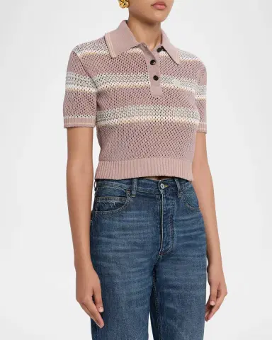 Amiri Striped Crochet Crop Polo Shirt | Thumbnail 4 Amiri Striped Crochet Crop Polo Shirt | Thumbnail 4