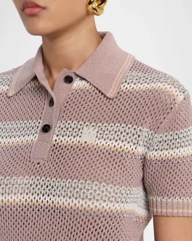 Amiri Striped Crochet Crop Polo Shirt | Thumbnail 5 Amiri Striped Crochet Crop Polo Shirt | Thumbnail 5