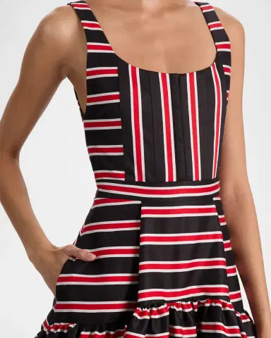 ALICE + OLIVIA Diana Striped Structured Midi Dress | Thumbnail 5