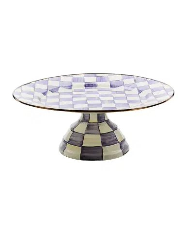 MacKenzie-Childs Violet Check Large Pedestal Platter | Thumbnail 1 MacKenzie-Childs Violet Check Large Pedestal Platter | Thumbnail 1