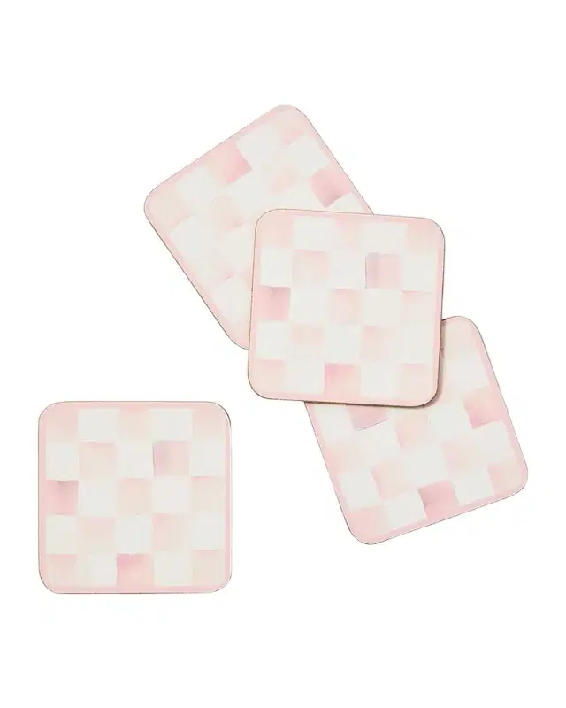 MacKenzie-Childs Rosy Check Cork Coasters, Set of 4