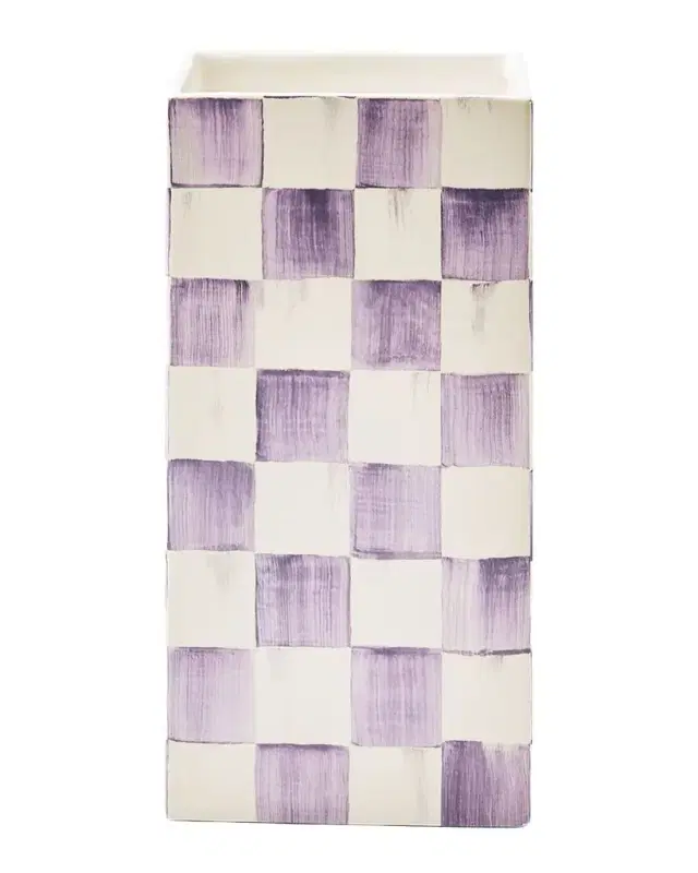 MacKenzie-Childs Violet Check 11" Pillar Vase