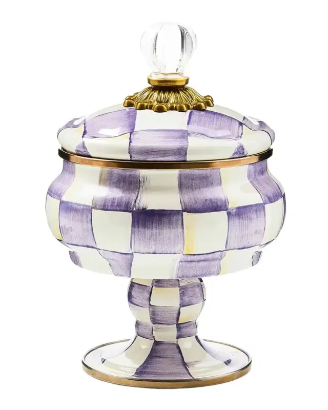 MacKenzie-Childs Violet Check Curiosity Pot