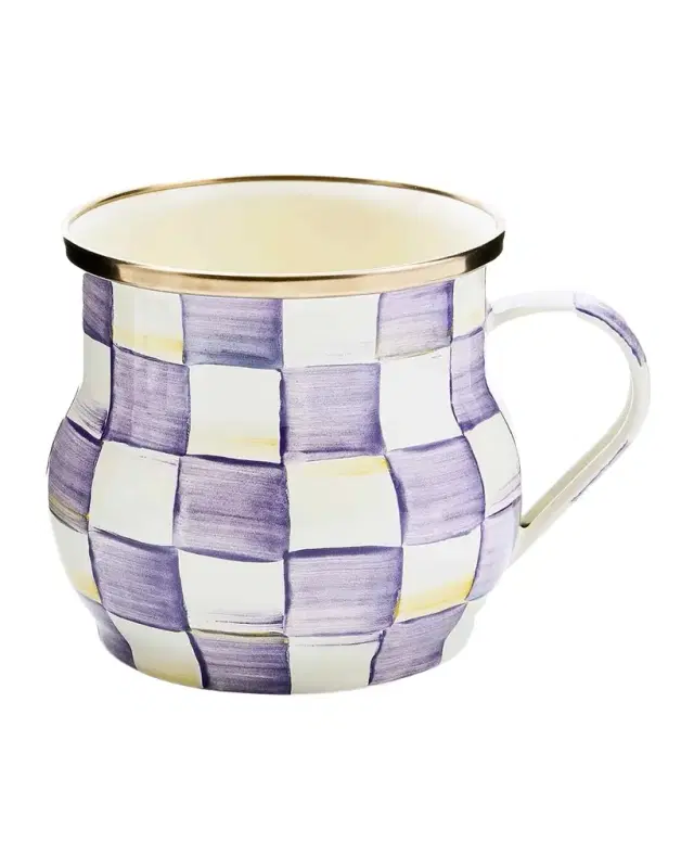 MacKenzie-Childs Violet Check Mug, 16 oz.