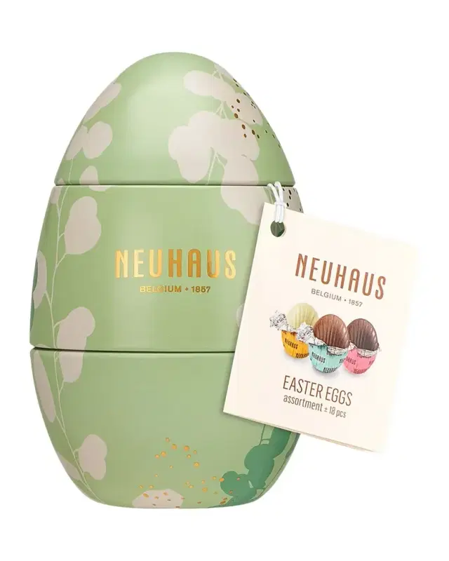 Neuhaus Chocolate Chocolate Easter Eggs in Metal Egg, 18 Pieces